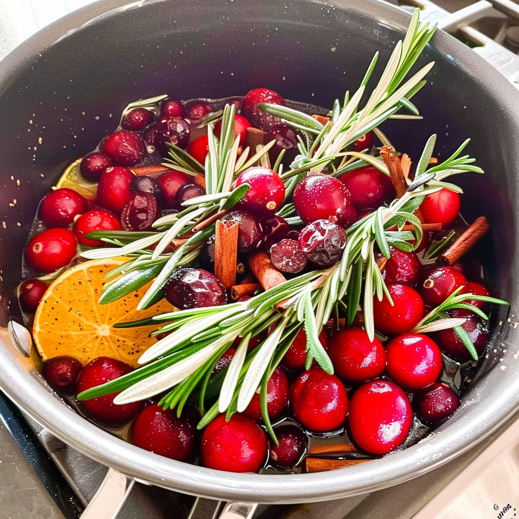 Recipe preparation for Cranberry Rosemary Simmer Pot