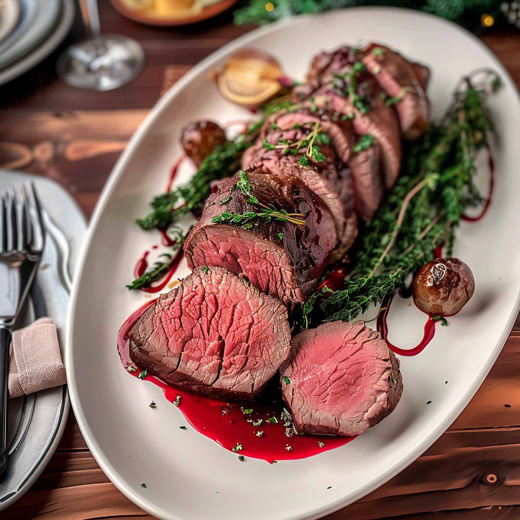 Recipe preparation for Beef Tenderloin with Red Wine Sauce