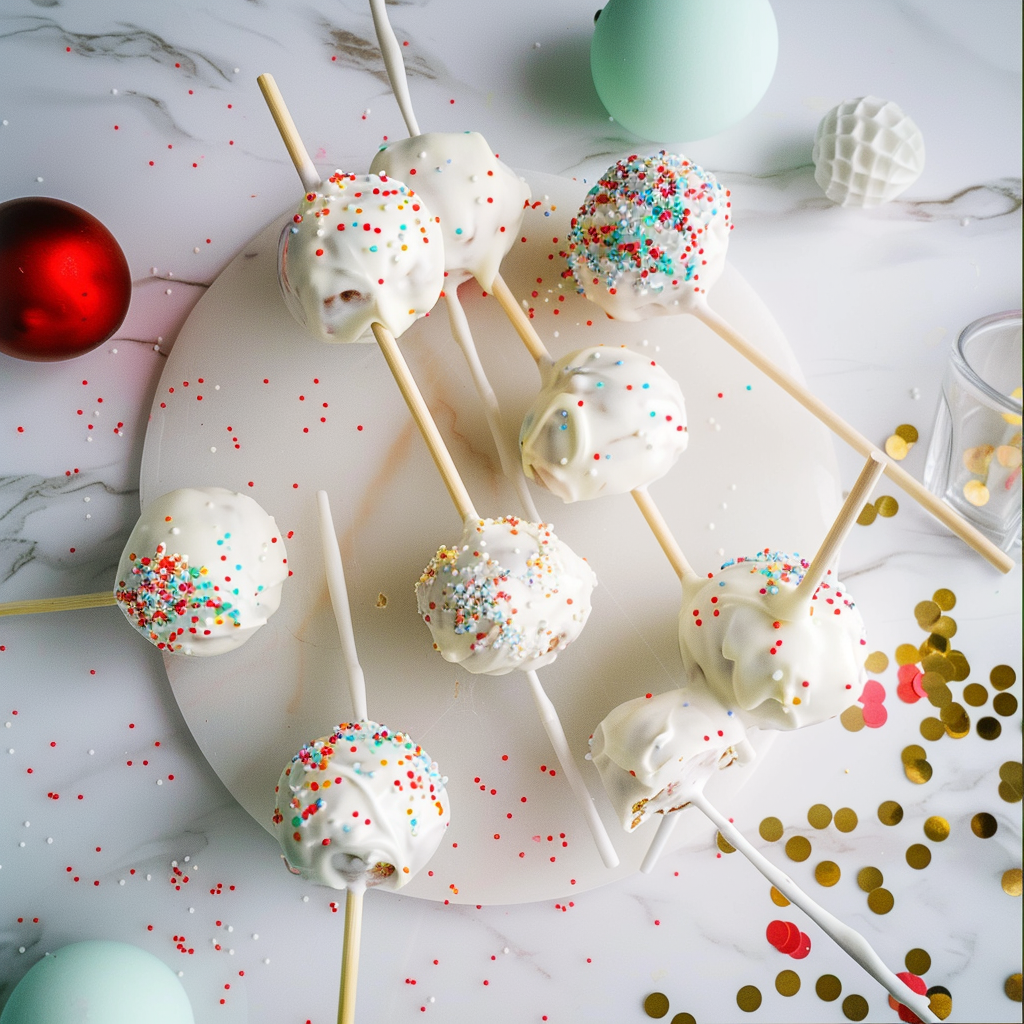 Recipe preparation for Mini White Chocolate Cake Pops