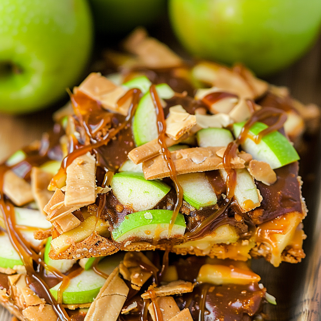Recipe preparation for Caramel Apple Cracker Toffee Crunch