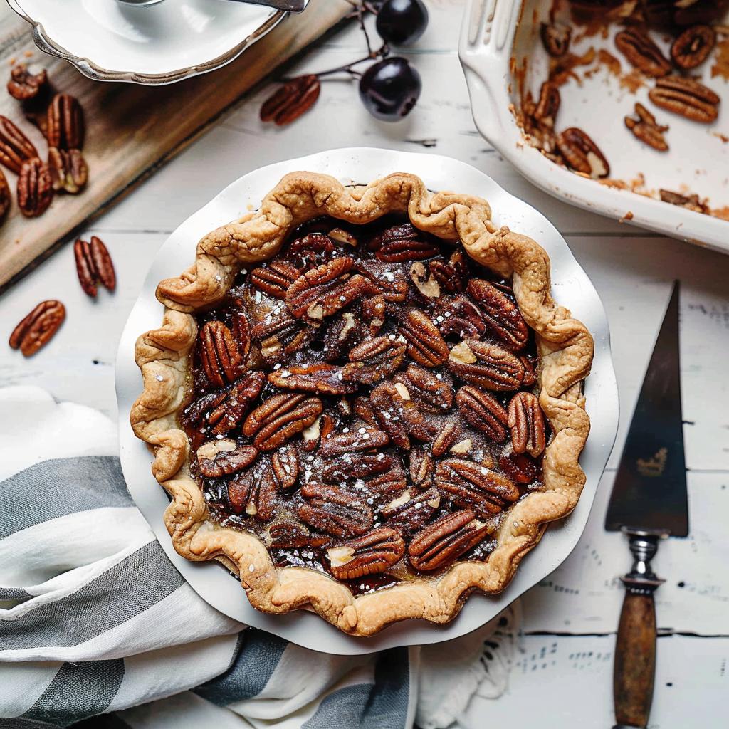 Recipe preparation for Maple-pecan cookie pie
