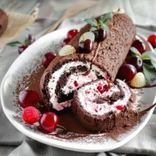 Chocolate-Cherry Yule Log Roll