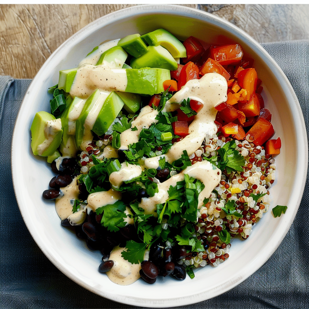 Recipe preparation for Black Bean Quinoa Bowl