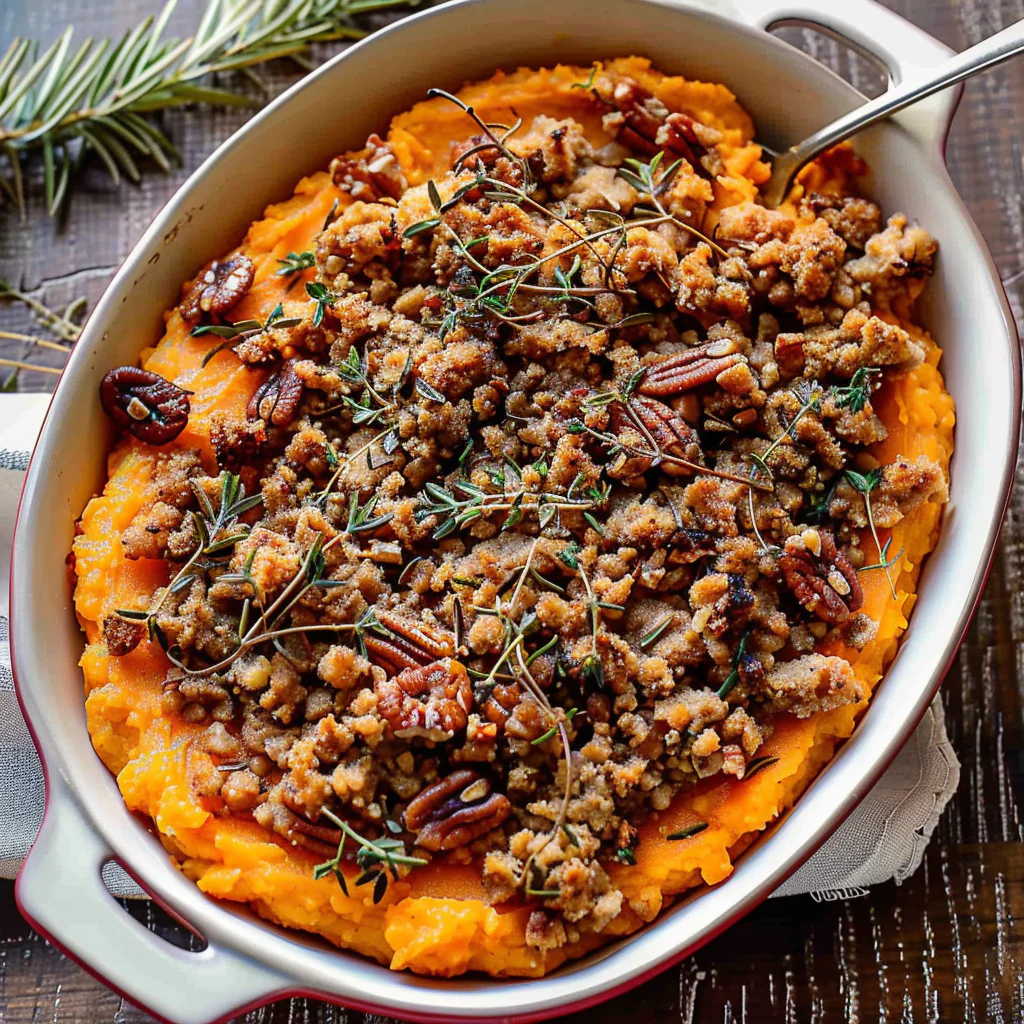 Recipe preparation for Brown Sugar & Pecan Sweet Potato Mash