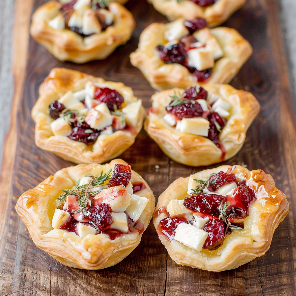 Recipe preparation for Honey-Glazed Cranberry Brie Tartlets