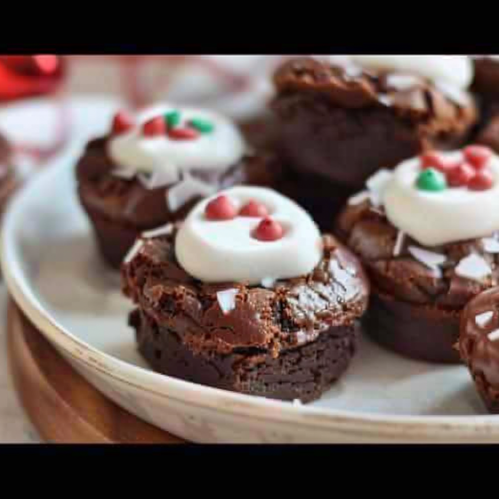 Recipe preparation for Frosted Hot Cocoa Brownie Bites