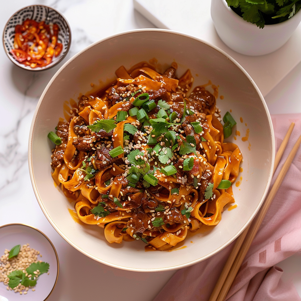 Recipe preparation for 15-Minute Chili-Garlic Beef Noodle Bowls