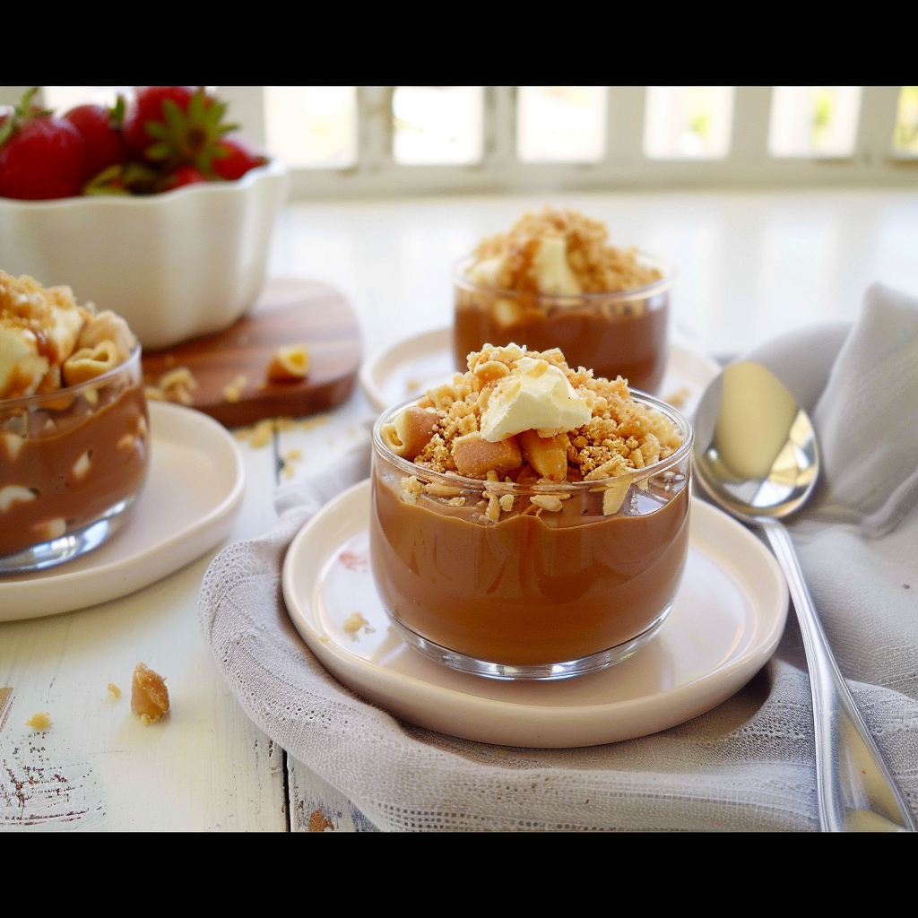 Recipe preparation for Golden Caramel Popcorn Mousse Cups