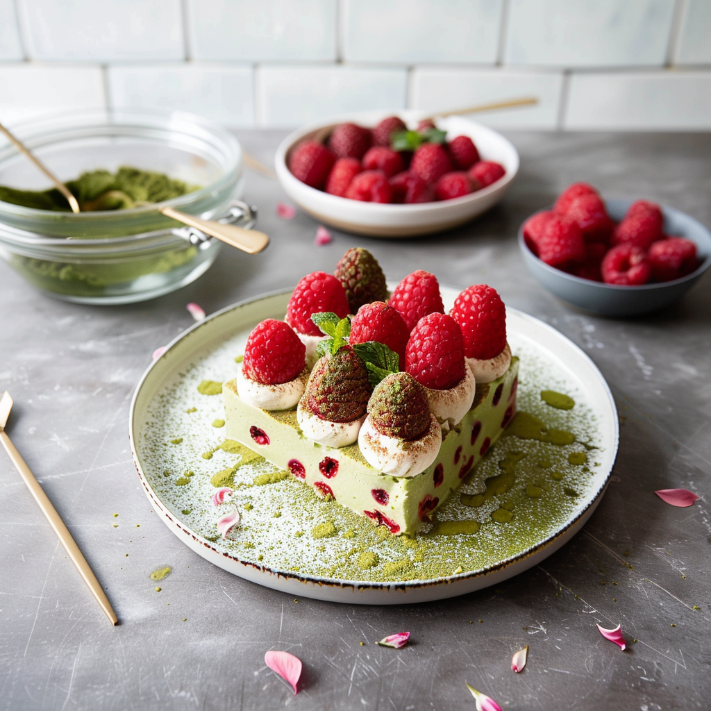 Recipe preparation for Matcha and Raspberry Tiramisu