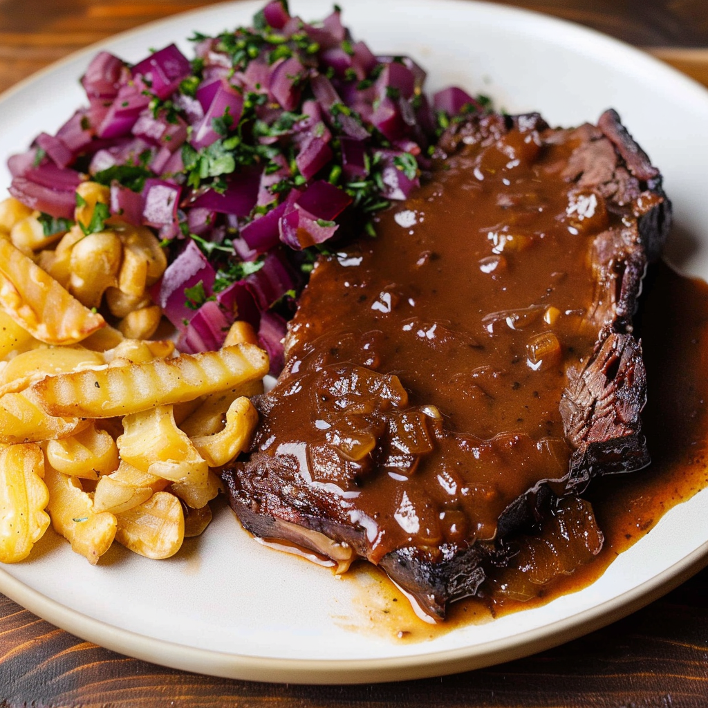 Recipe preparation for Sauerbraten with Red Wine Raisin Sauce