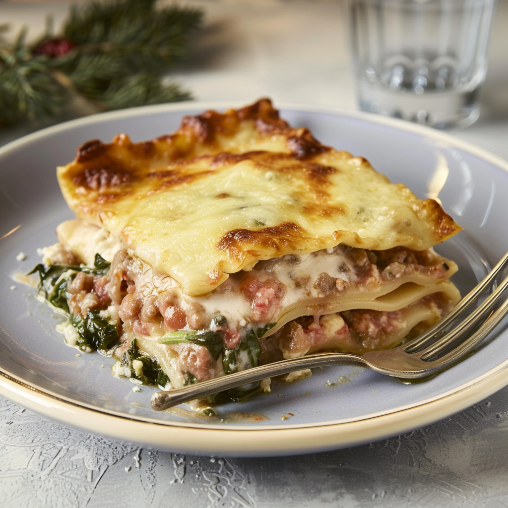 Recipe preparation for Cozy Christmas Lasagna with Creamy Bechamel