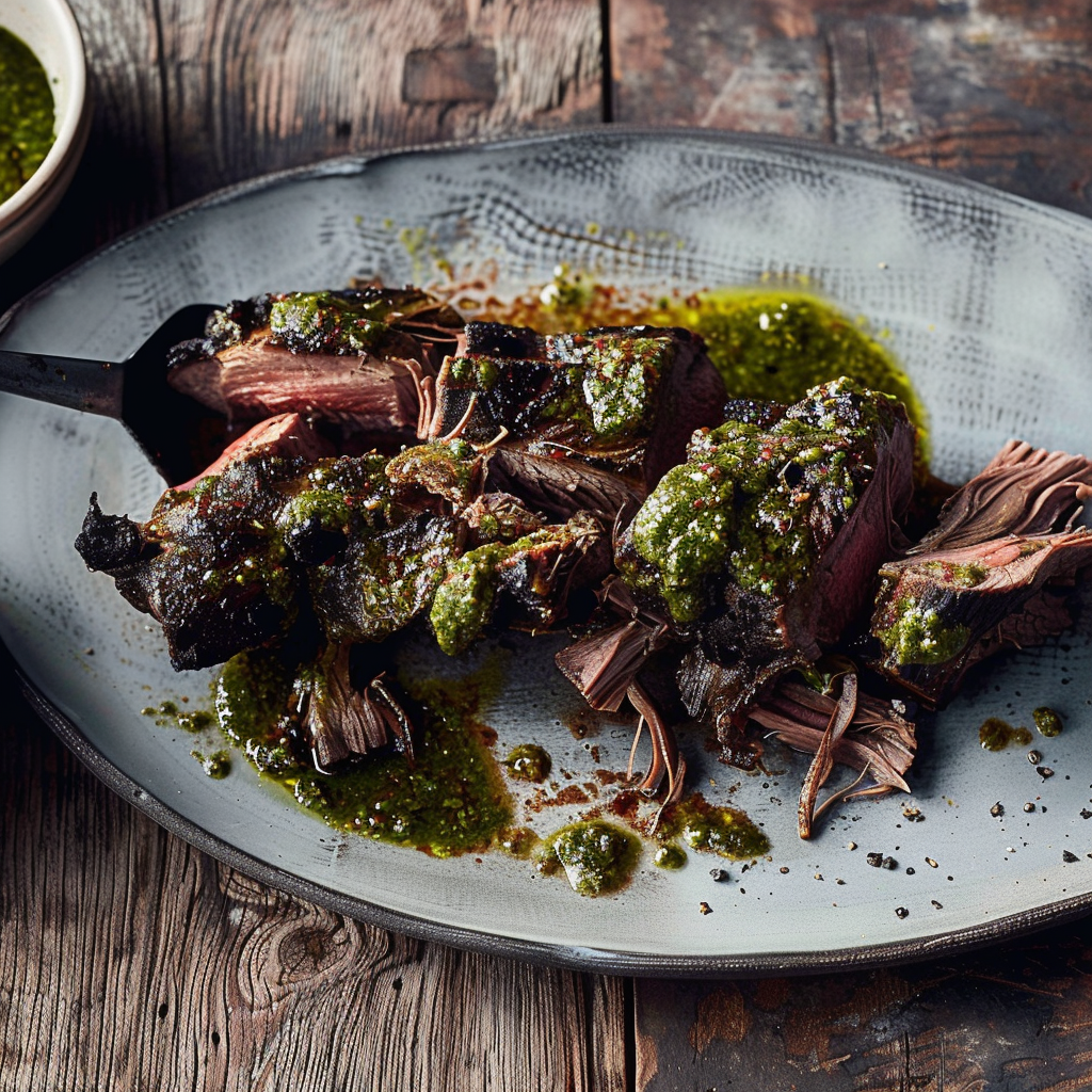 Recipe preparation for Lamb Shoulder with Salsa Verde