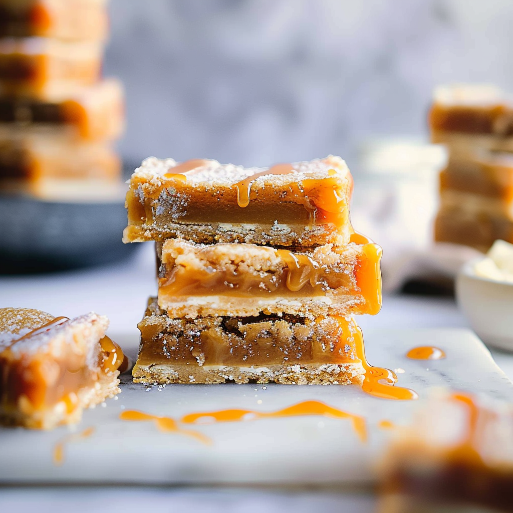 Recipe preparation for Gingerbread Salted Caramel Cookie Bars