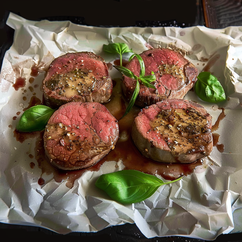 Recipe preparation for Venison Medallions with Juniper & Gin Sauce