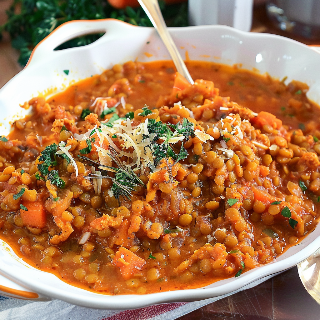 Recipe preparation for Lentils with Smoked Paprika