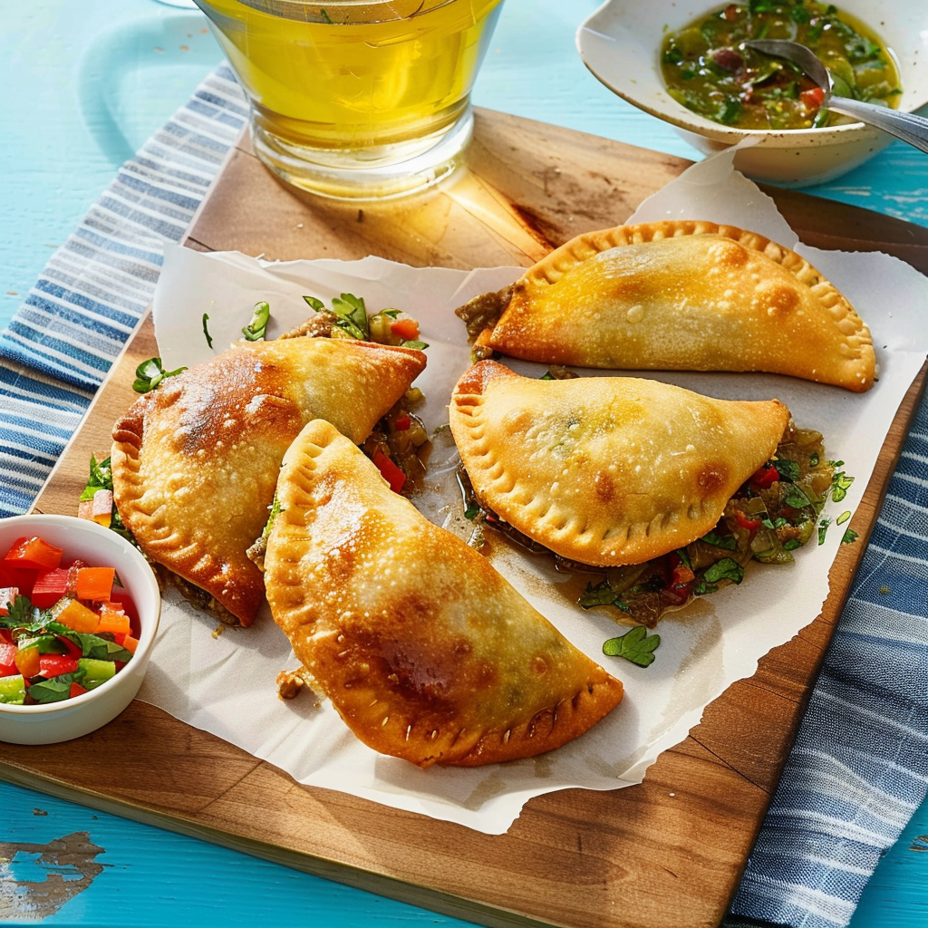 Recipe preparation for Beef Empanadas with Garlic Chimichurri