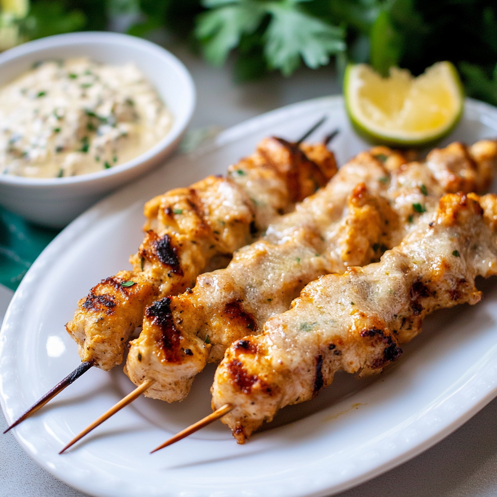 Recipe preparation for Kiwi-Glazed Garlic Chicken Skewers