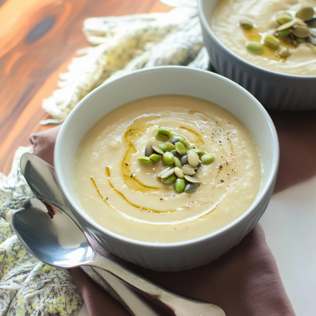 Recipe preparation for Velvety White Bean and Leek Soup