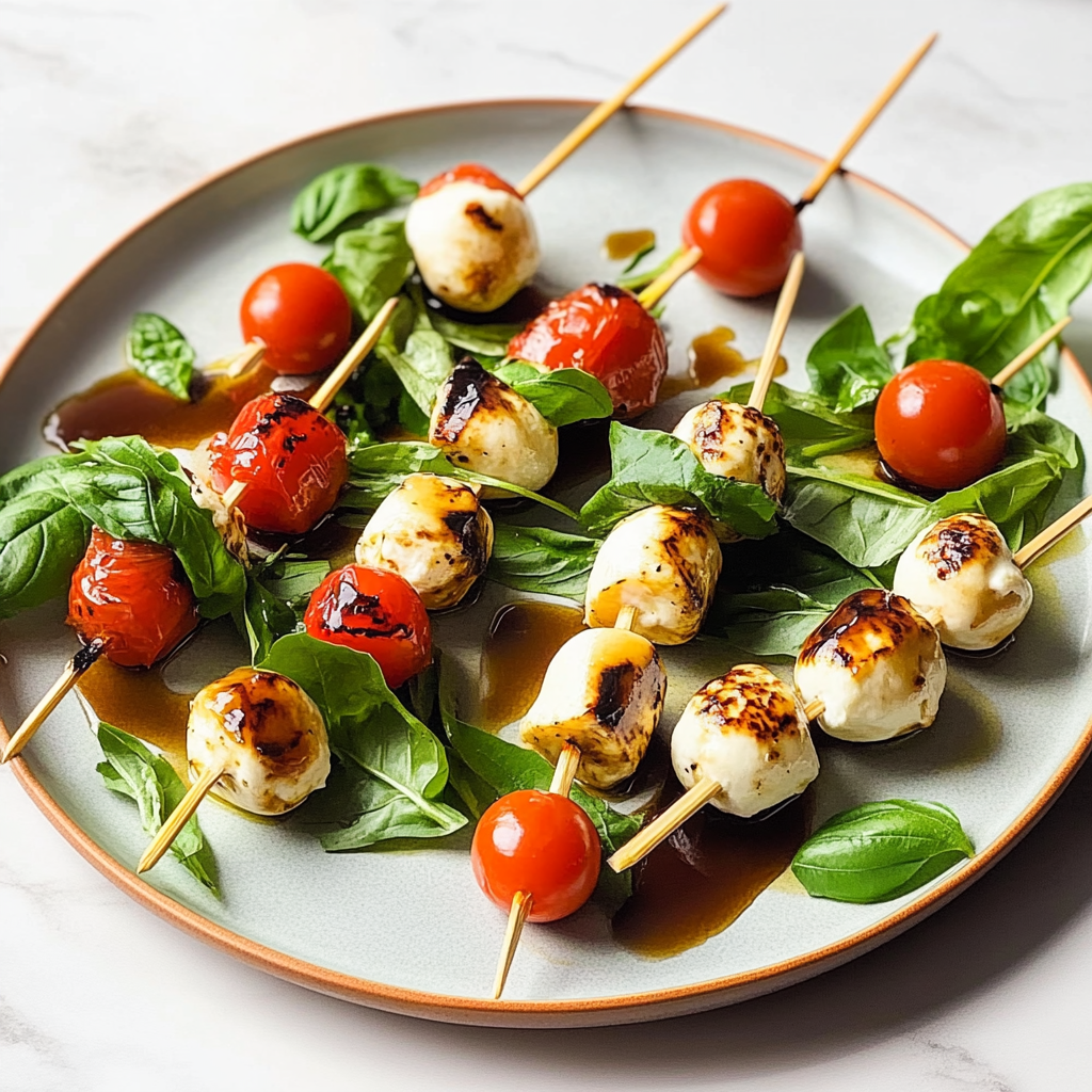 Recipe preparation for Mozzarella Skewers with White Balsamic