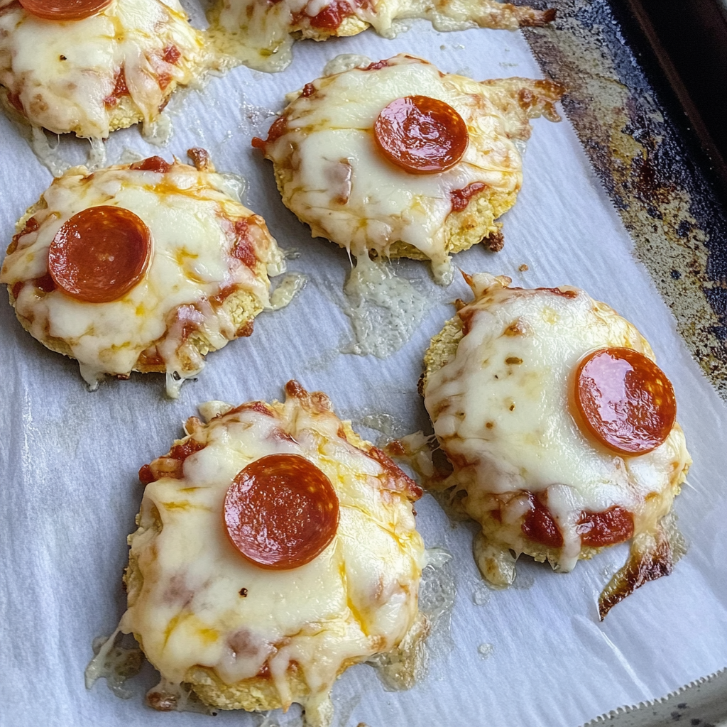 Recipe preparation for Mini Alfredo Cauliflower Pizzas