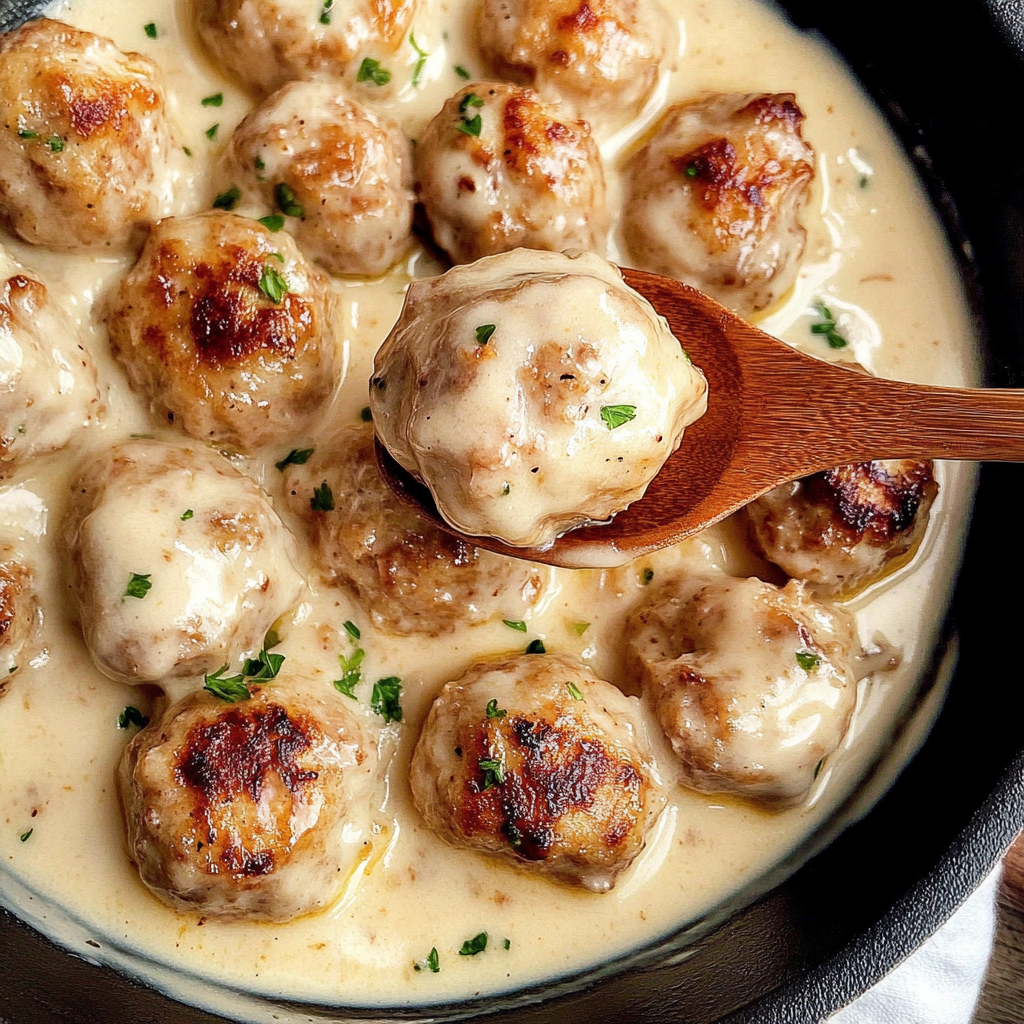 Recipe preparation for Garlic Cream Chicken Meatballs