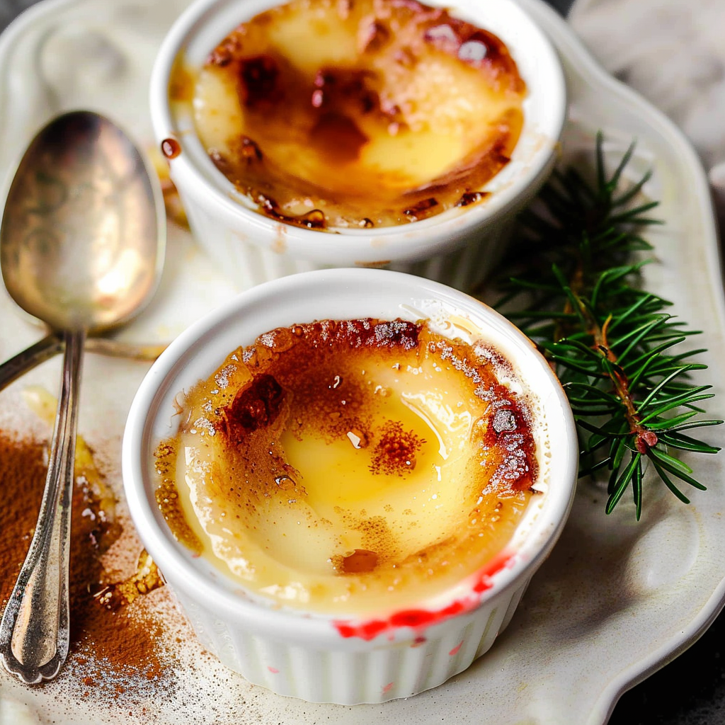 Recipe preparation for Eggnog Crème Brûlée Cups