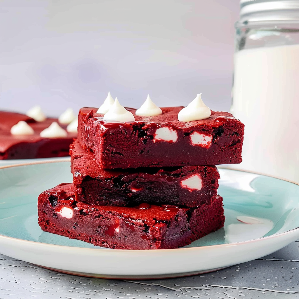 Recipe preparation for Red Velvet Hot Cocoa Brownies