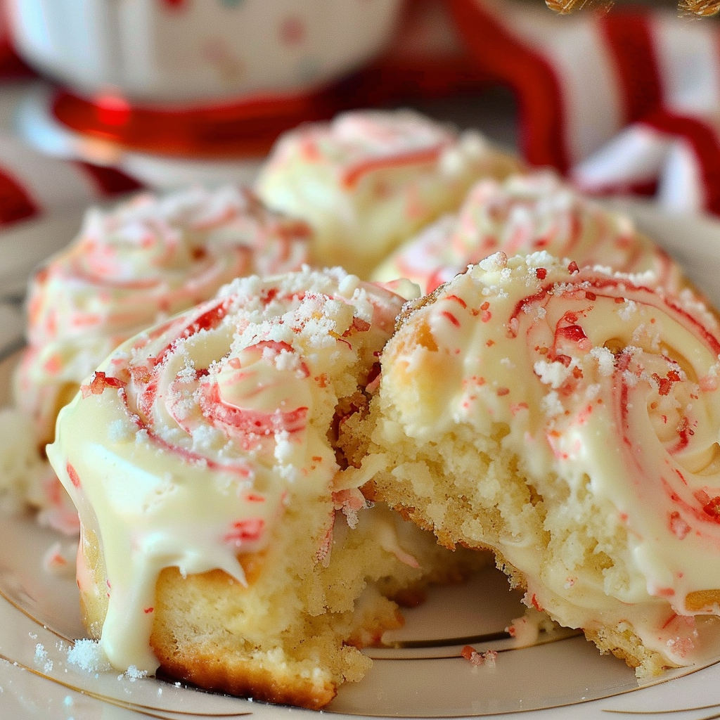 Recipe preparation for Candy Cane Cream Cheese Sweet Rolls