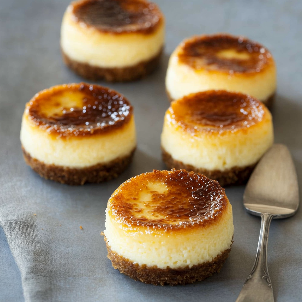 Recipe preparation for Mini Crème Brûlée Cheesecakes