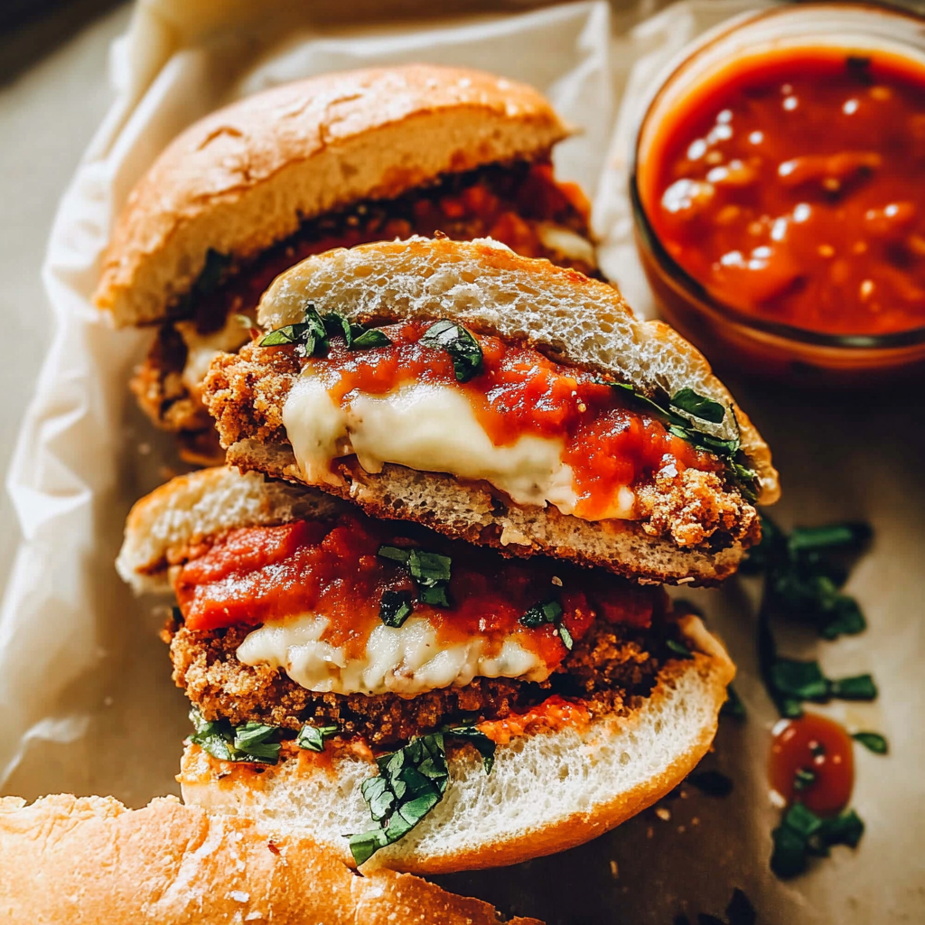 Recipe preparation for Chicken Parmesan Sandwich