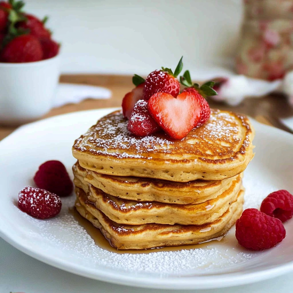 Recipe preparation for Valentine’s Day Pancake Stack