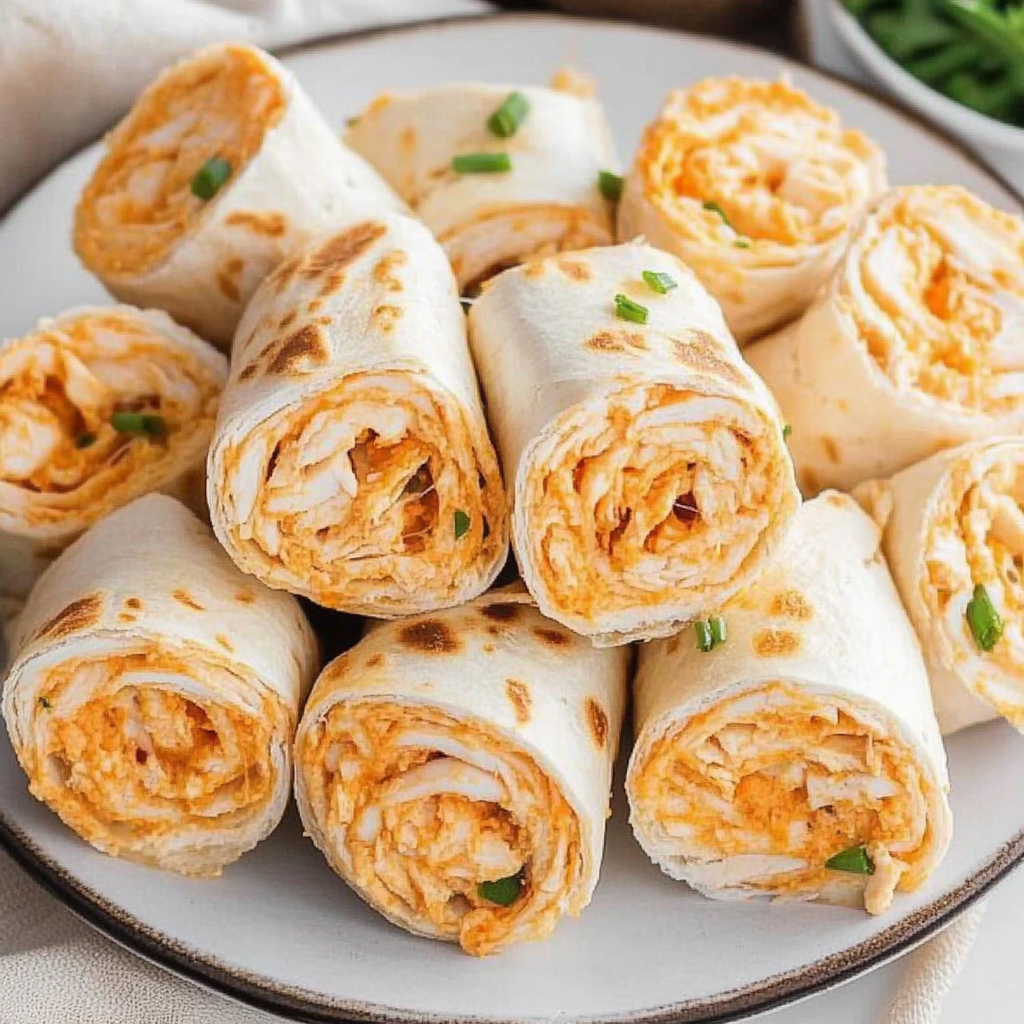 Recipe preparation for Buffalo Chicken Pinwheels