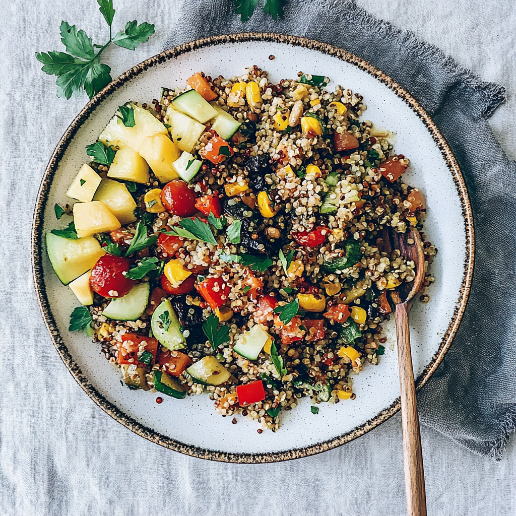 Recipe preparation for Quinoa and Mediterranean Roasted Vegetables