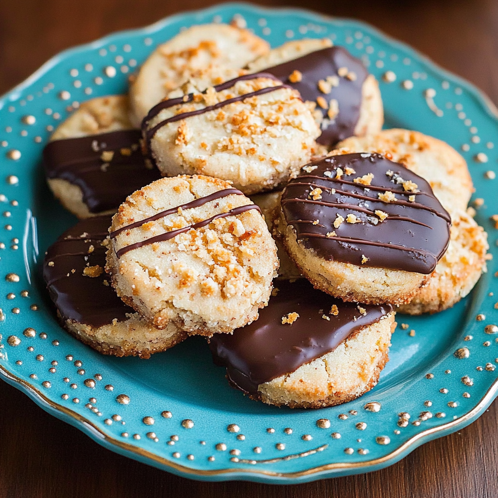 Recipe preparation for Chocolate-Dipped Shortbread Cookies