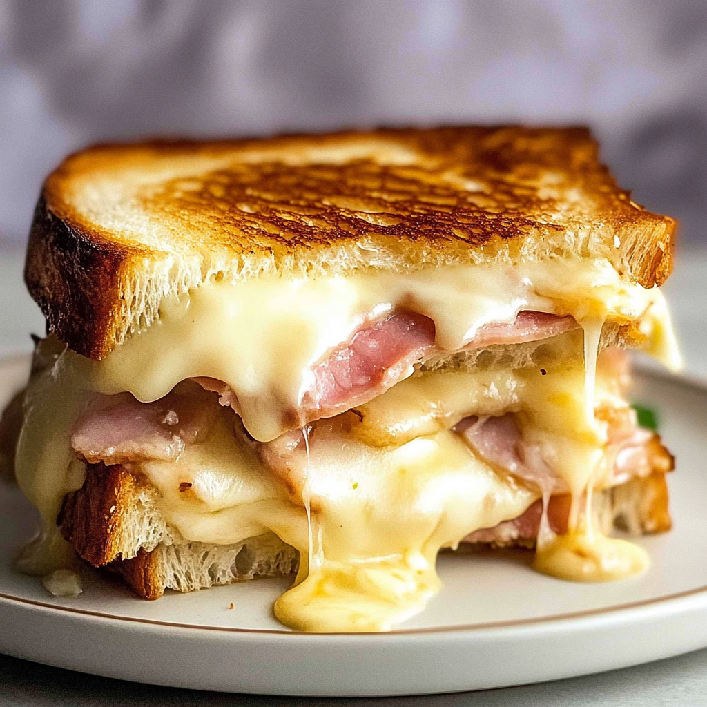 Recipe preparation for Ham and Gruyere Melt Sandwich