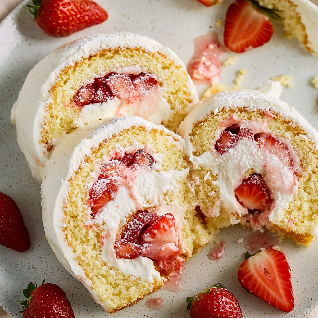 Recipe preparation for Strawberry Cream Roll Cake