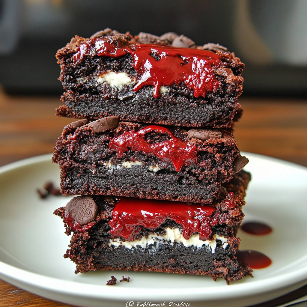 Recipe preparation for Red Velvet Oreo Truffle Brownies