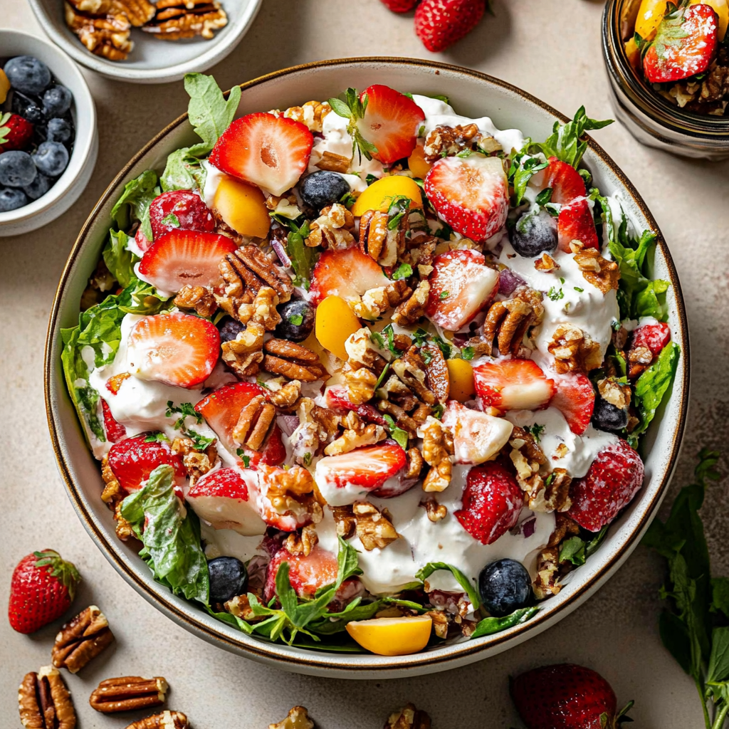 Recipe preparation for Strawberry Pecan Salad