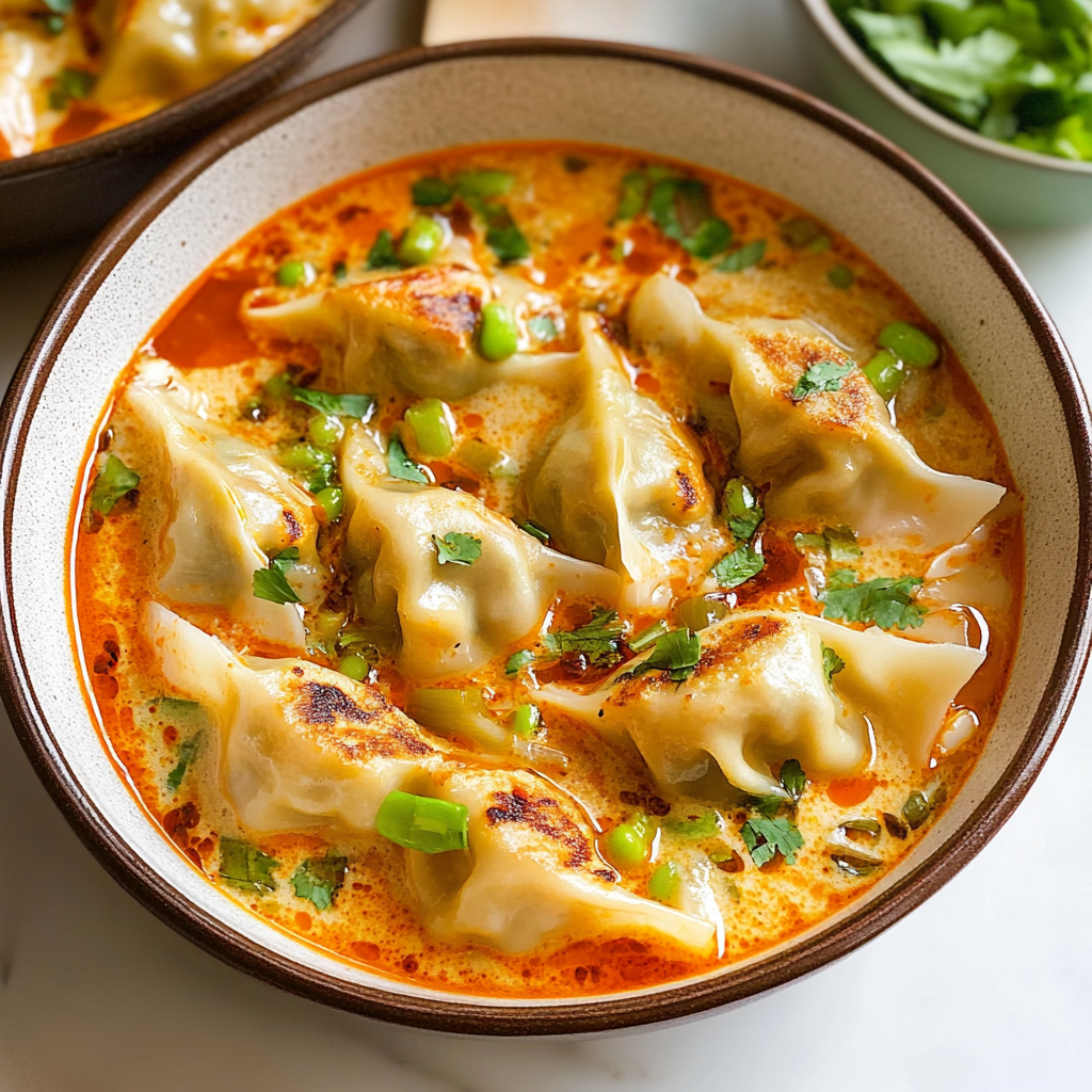 Recipe preparation for Thai Red Curry Dumpling Soup