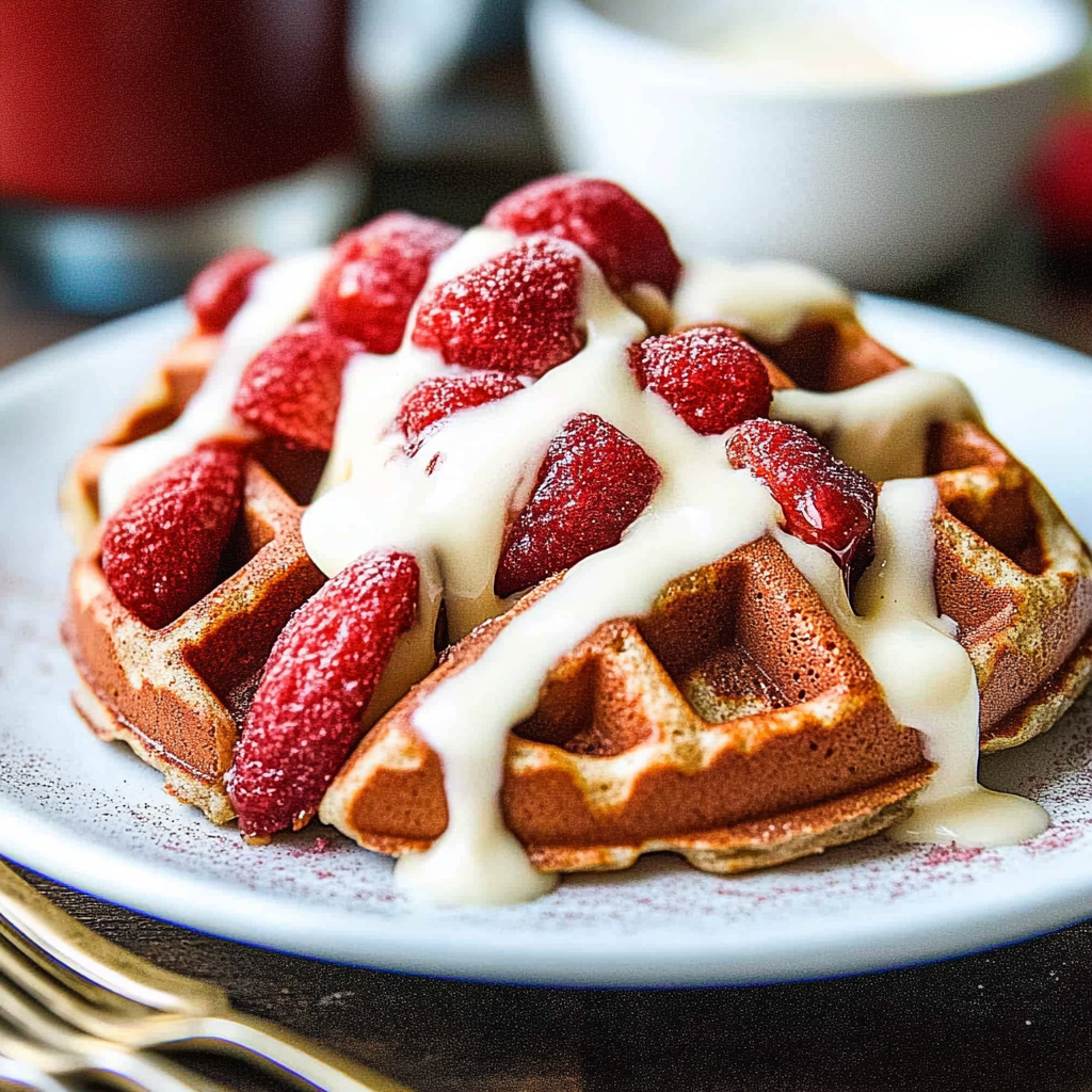 Recipe preparation for Red Velvet Waffles