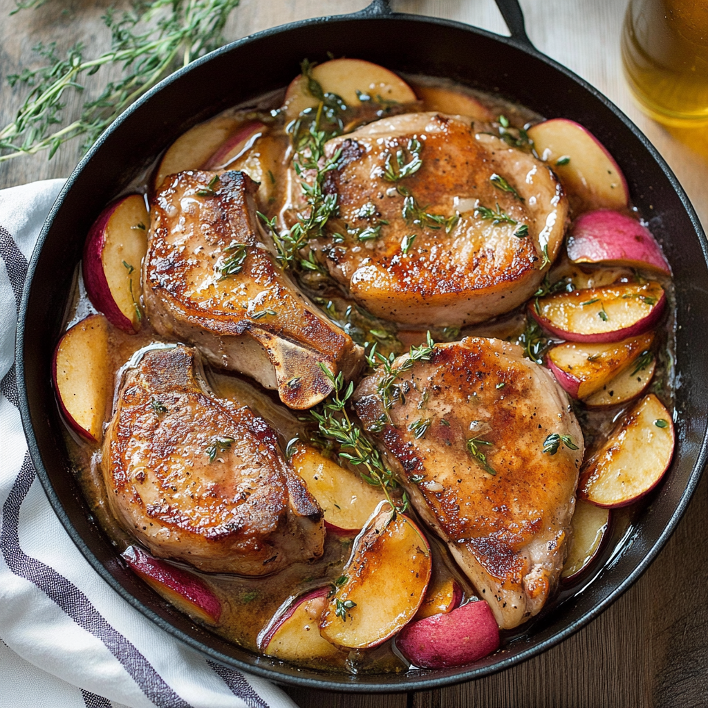 Recipe preparation for Pork Chops with Apples