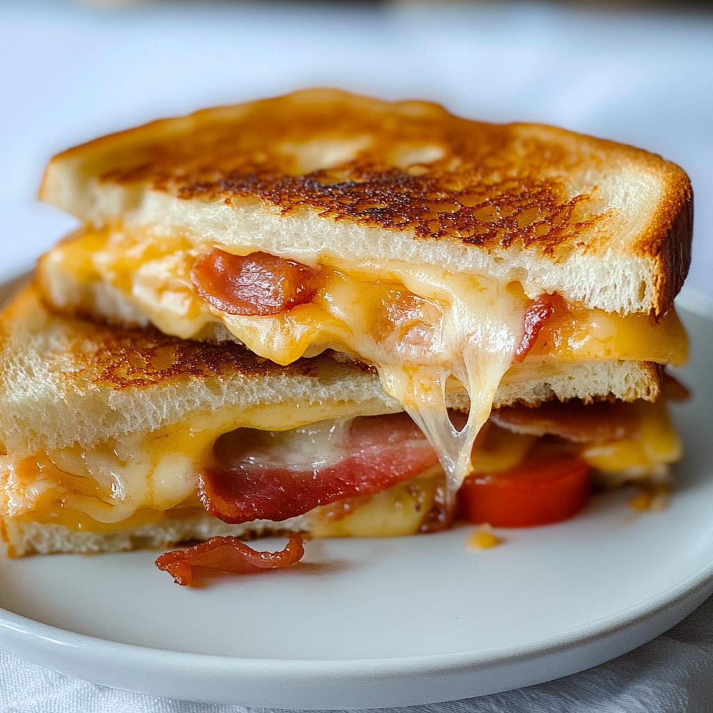 Recipe preparation for Grilled Cheese with Bacon and Tomatoes