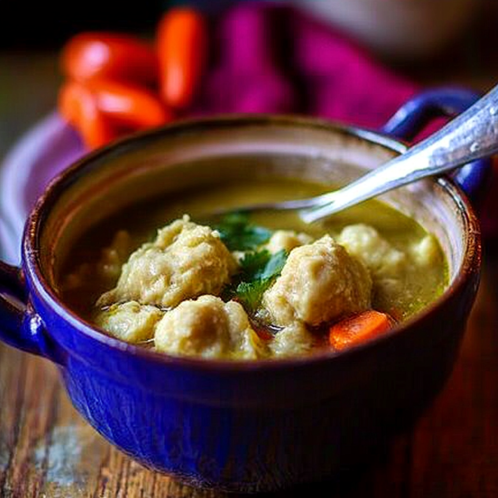 Recipe preparation for Hatch Green Chile Chicken and Dumplings Soup