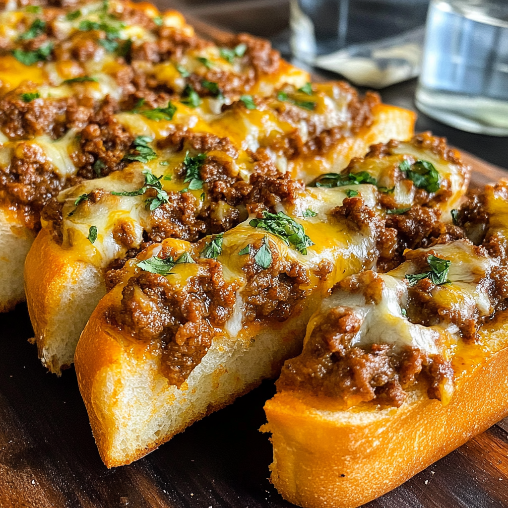 Recipe preparation for Sloppy Joe French Bread