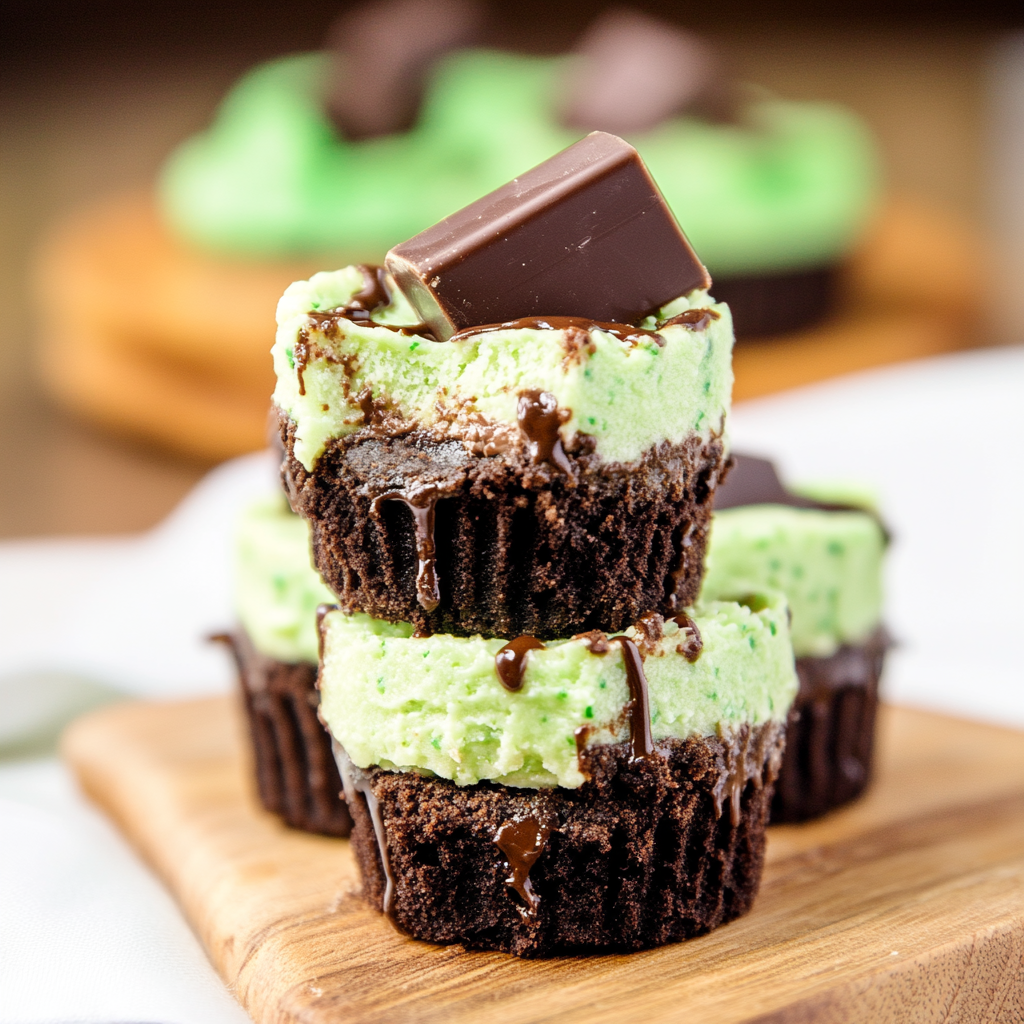 Recipe preparation for Mint Chocolate Cheesecake Bites