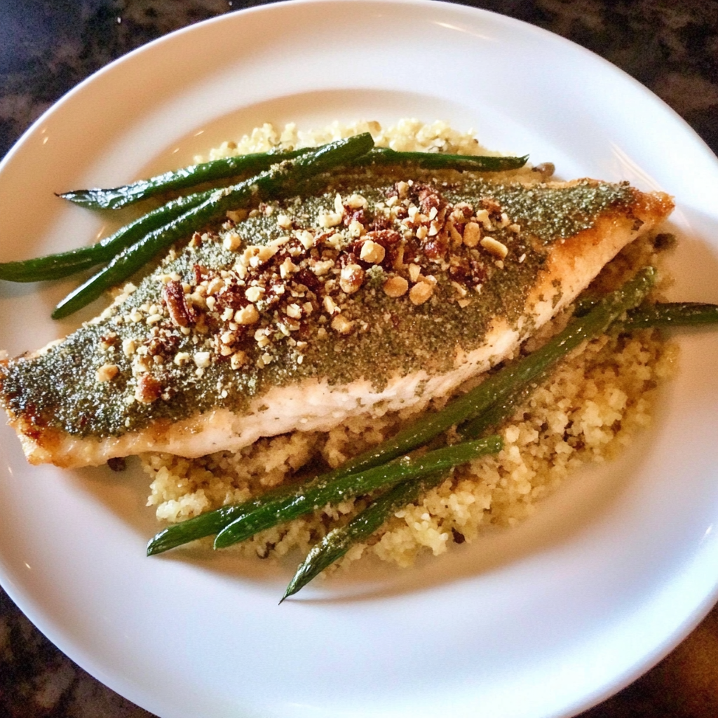 Recipe preparation for Pecan-Crusted Trout
