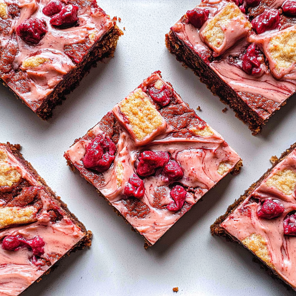 Recipe preparation for Ruby Chocolate Lava Blondies