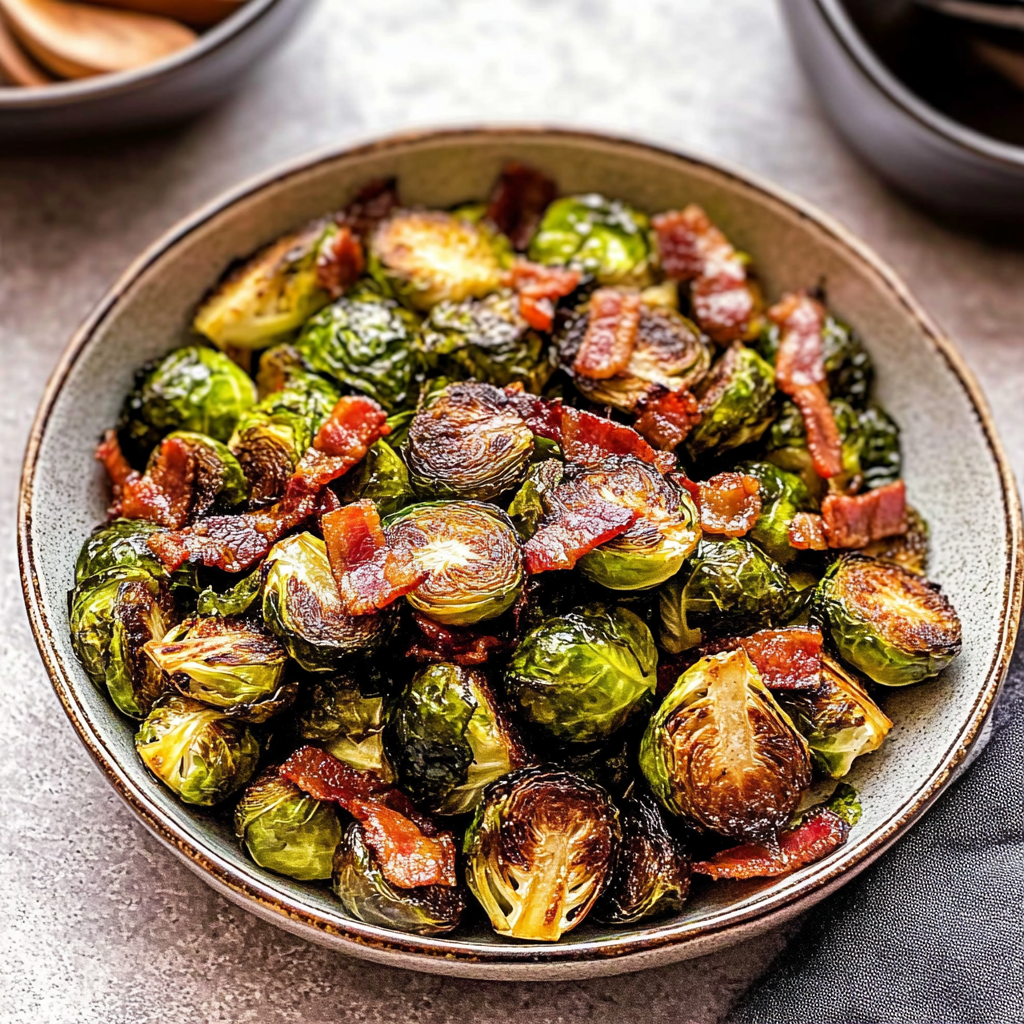 Recipe preparation for Roasted Brussels Sprouts with Bacon and Balsamic Glaze