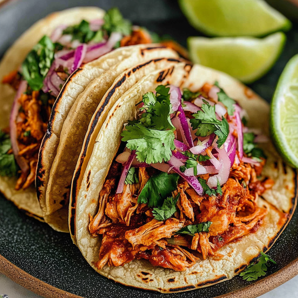 Recipe preparation for Crockpot Crispy Chicken Tinga Tacos