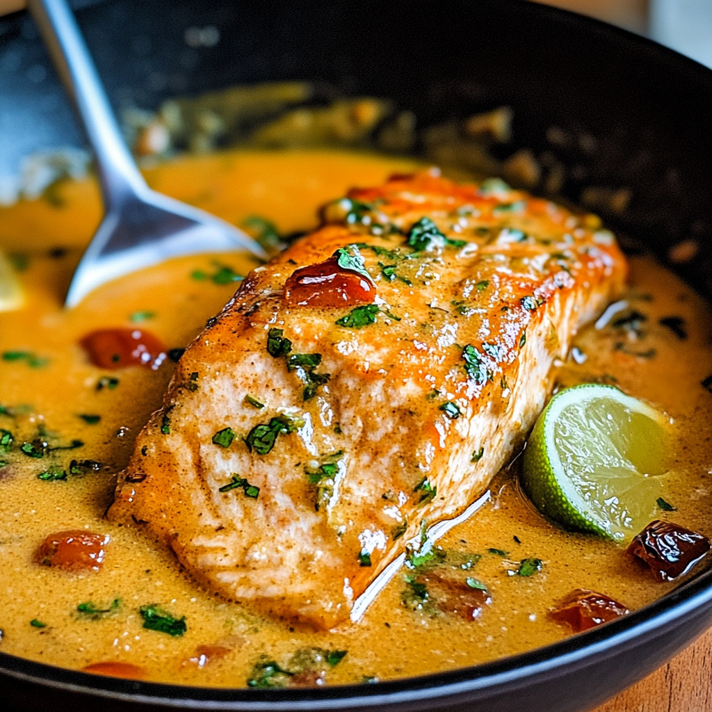 Recipe preparation for Baked Coconut Curry Salmon